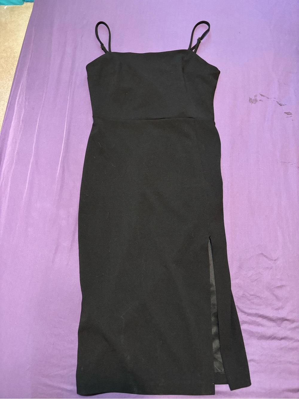 Express Black Spaghetti-Strap Midi Dress with Side Slit